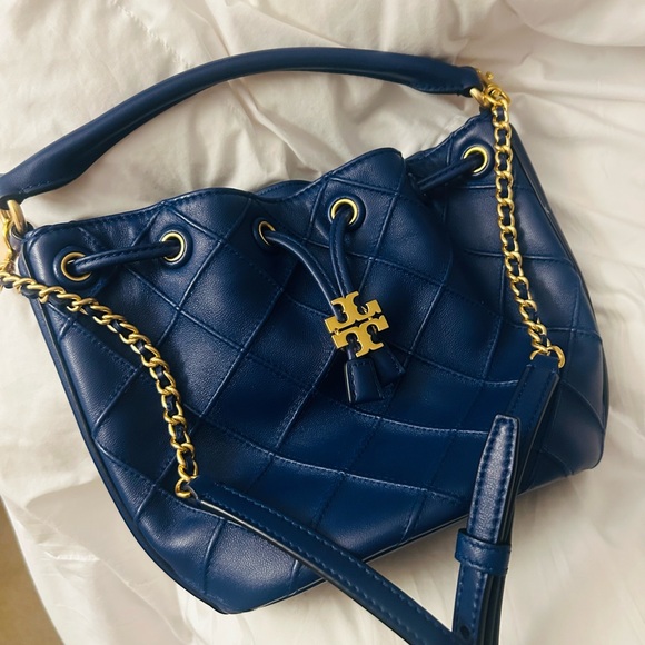 Tory Burch Fleming Leather Crossbody small dark blue royal bag. - Picture 6 of 10